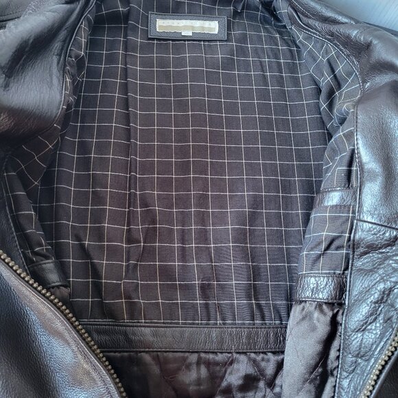Perry Ellis Men’s XL Classic Soft Leather Jacket, Brown, Lined, Adjustable Cuff - Picture 8 of 13